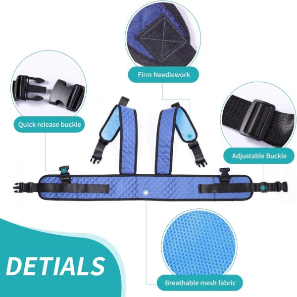 Wheelchair Seat Belt,Restraints Straps for Patient, Elderly & Disabled,Wheelchair Harness Restraint for Adults to Prevent Tilting or Falling(Vest Style) - Image 2