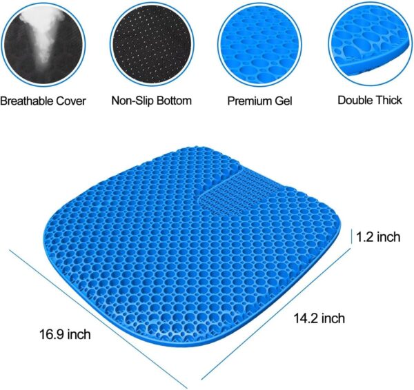 Large Gel Seat Cushion for Long Sitting with Non-Slip Cover,Soft & Breathable,Seat Cushion for Chair,Car,Office,Desk Chair,Wheelchair (Medium Size) - Image 2