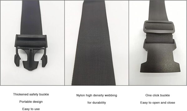 Wheelchair Safety Strap Seat Belt Adjustable Anti-Fall Extra Long Size-Suitable Universal Harness with Buckle Patients Chair Medical Seniors Disable Prevent Sliding Belt Restraints Straps(Black) - Image 2