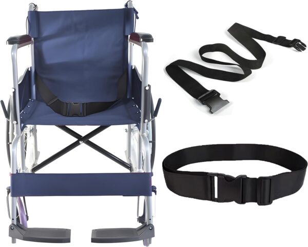 Wheelchair Safety Strap Seat Belt, 86" Adjustable Length/ 2" Wide - Black Anti-Slip and Anti-Fall Wheelchair Fixation Belt, Extra Long Size-Suitable for Obese People